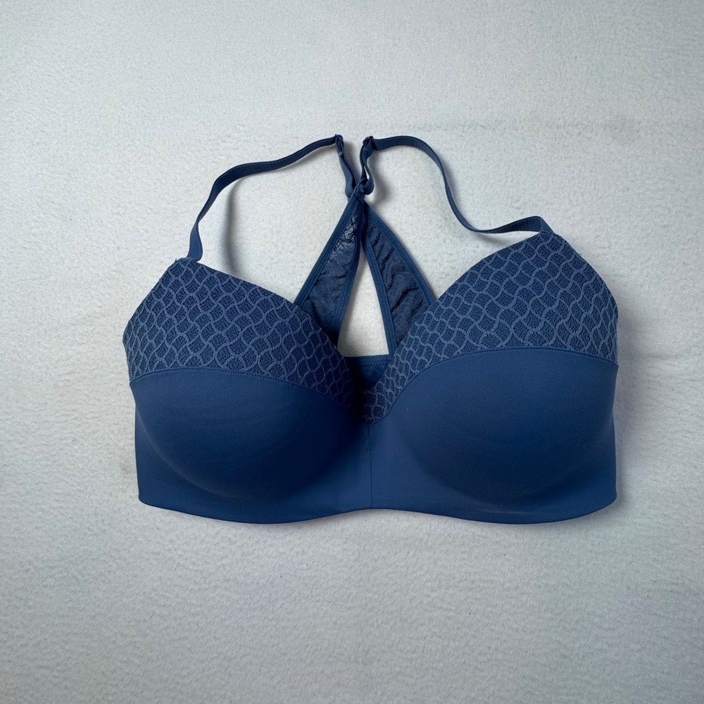 Comfortcore Maidenform Womens XL Bralette Blue Racerback Lace Trim DM220C